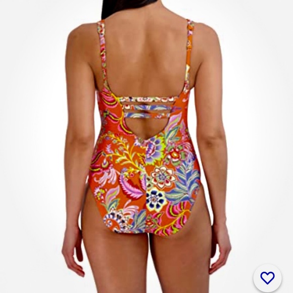 BCBGMAXAZRIA Tropical Print Orange Swimsuit 🩱 Sz M NWT One Piece - Picture 4 of 10